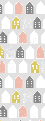 Rolgordijn voor het raam Getekende huizen