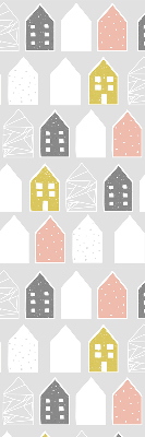 Rolgordijn voor het raam Getekende huizen