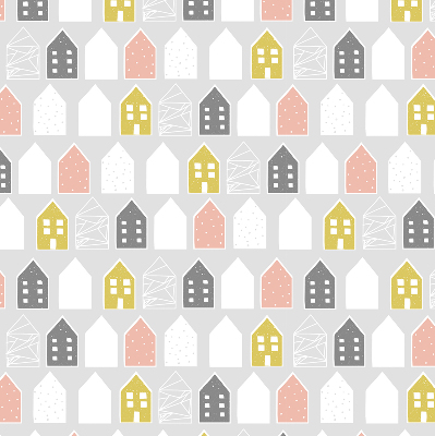 Rolgordijn voor het raam Getekende huizen