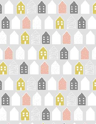 Rolgordijn voor het raam Getekende huizen