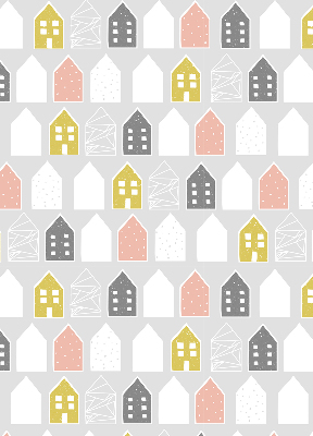 Rolgordijn voor het raam Getekende huizen