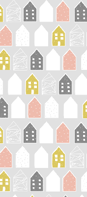 Rolgordijn voor het raam Getekende huizen