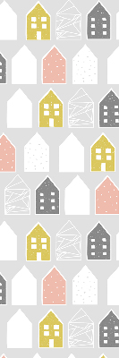 Rolgordijn voor het raam Getekende huizen