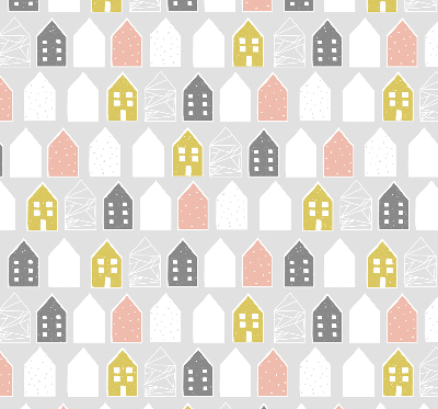 Rolgordijn voor het raam Getekende huizen