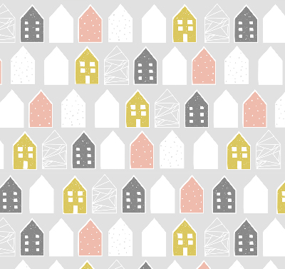 Rolgordijn voor het raam Getekende huizen