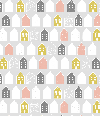 Rolgordijn voor het raam Getekende huizen