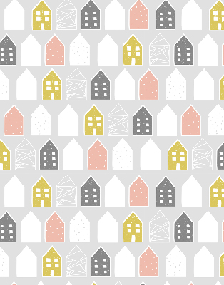 Rolgordijn voor het raam Getekende huizen