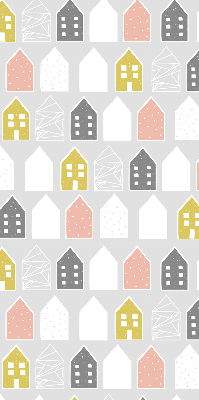 Rolgordijn voor het raam Getekende huizen