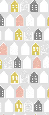 Rolgordijn voor het raam Getekende huizen