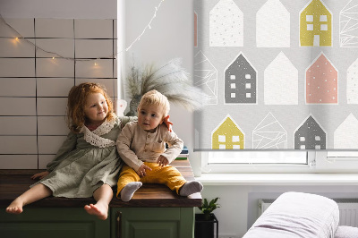 Rolgordijn voor het raam Getekende huizen