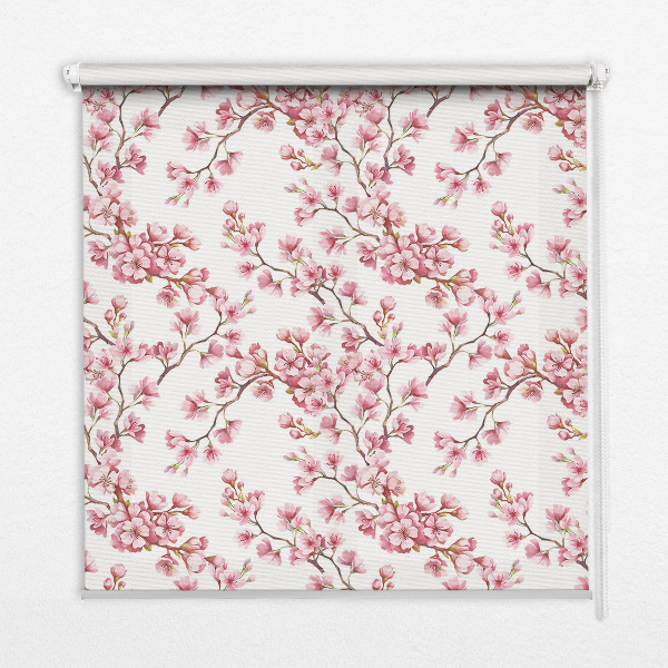 Rolgordijn verduisterend Roze bloemblaadjes van knoppen op de boom