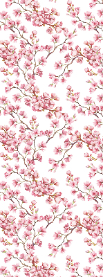 Rolgordijn verduisterend Roze bloemblaadjes van knoppen op de boom