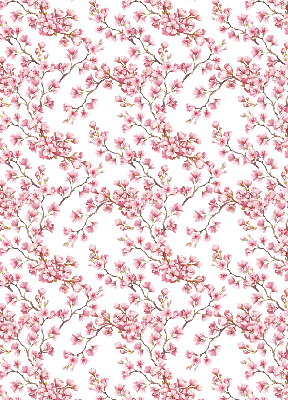 Rolgordijn verduisterend Roze bloemblaadjes van knoppen op de boom