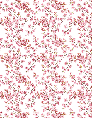 Rolgordijn verduisterend Roze bloemblaadjes van knoppen op de boom