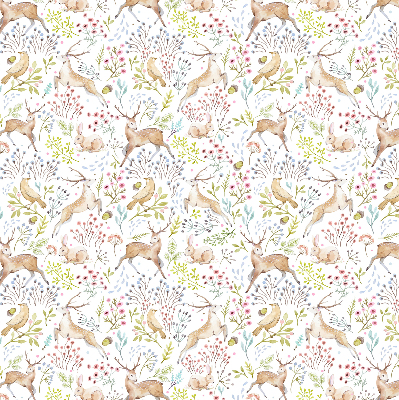 Rolgordijn voor het raam Reeën en konijnen