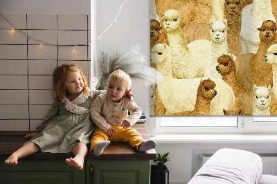 Rolgordijn verduisterend Een kudde alpaca's