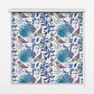 Rolgordijn voor het raam Blauwe boombloemen