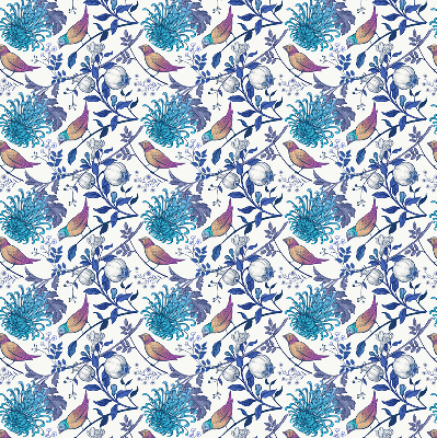 Rolgordijn voor het raam Blauwe boombloemen