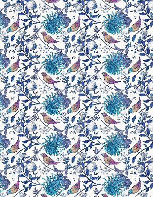 Rolgordijn voor het raam Blauwe boombloemen