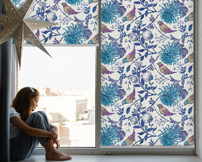 Rolgordijn voor het raam Blauwe boombloemen