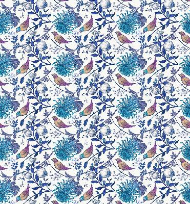 Rolgordijn voor het raam Blauwe boombloemen