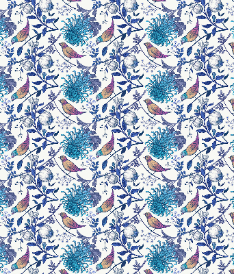 Rolgordijn voor het raam Blauwe boombloemen