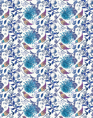 Rolgordijn voor het raam Blauwe boombloemen