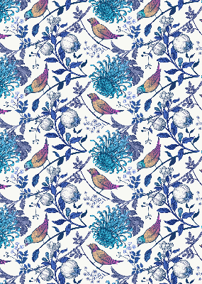 Rolgordijn voor het raam Blauwe boombloemen