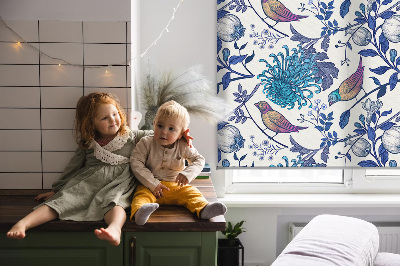 Rolgordijn voor het raam Blauwe boombloemen