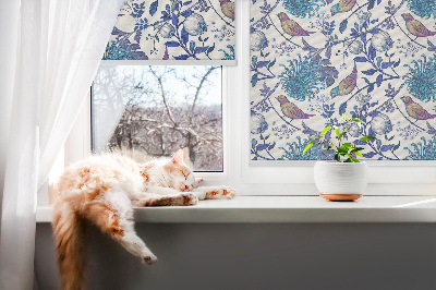 Rolgordijn voor het raam Blauwe boombloemen