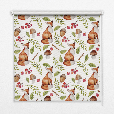 Rolgordijn voor het raam Vossen, paddenstoelen, bladeren