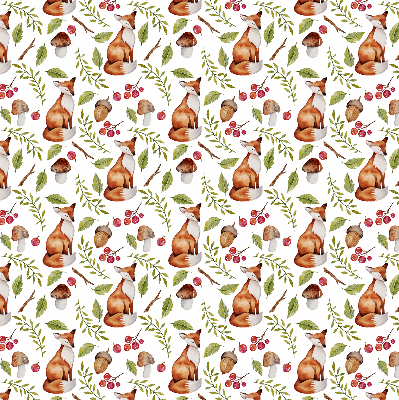 Rolgordijn voor het raam Vossen, paddenstoelen, bladeren