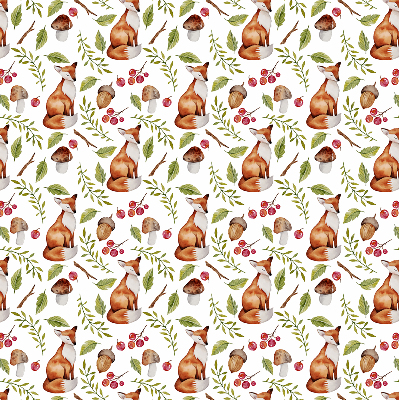 Rolgordijn voor het raam Vossen, paddenstoelen, bladeren