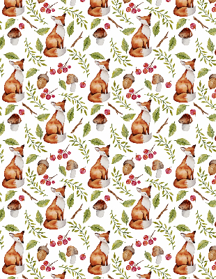 Rolgordijn voor het raam Vossen, paddenstoelen, bladeren