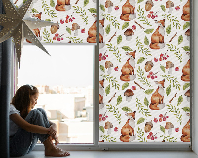 Rolgordijn voor het raam Vossen, paddenstoelen, bladeren