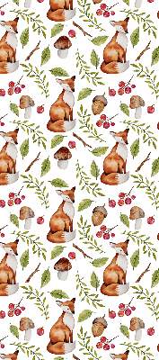 Rolgordijn voor het raam Vossen, paddenstoelen, bladeren