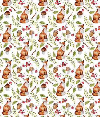 Rolgordijn voor het raam Vossen, paddenstoelen, bladeren