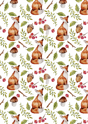 Rolgordijn voor het raam Vossen, paddenstoelen, bladeren