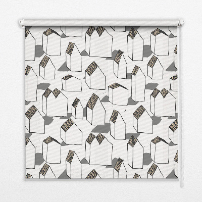 Rolgordijn voor het raam Witte huizen