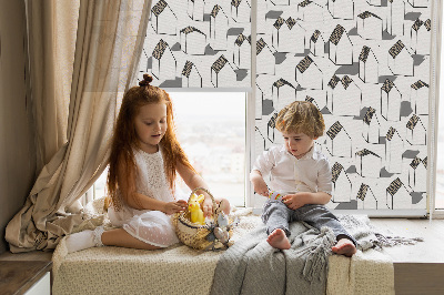 Rolgordijn voor het raam Witte huizen