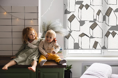 Rolgordijn voor het raam Witte huizen