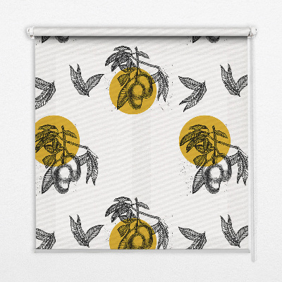 Rolgordijn voor het raam Fruit en gele cirkels