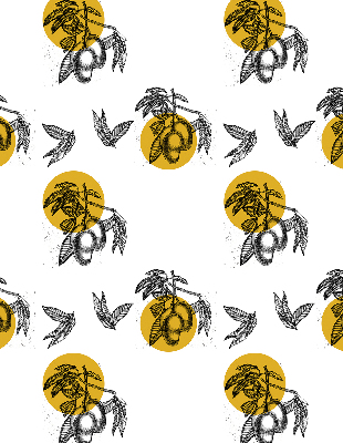 Rolgordijn voor het raam Fruit en gele cirkels