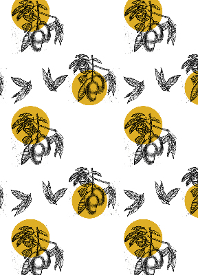 Rolgordijn voor het raam Fruit en gele cirkels