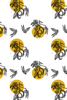 Rolgordijn voor het raam Fruit en gele cirkels