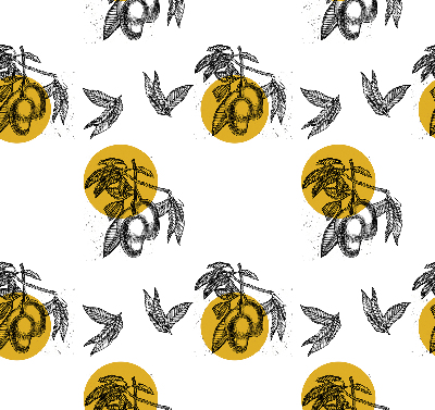 Rolgordijn voor het raam Fruit en gele cirkels