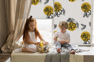 Rolgordijn voor het raam Fruit en gele cirkels