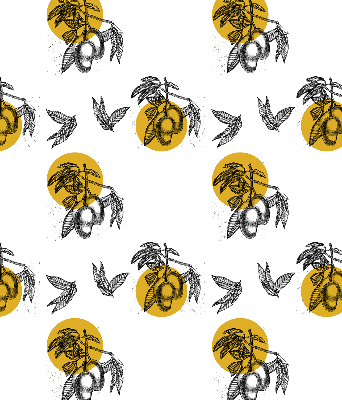 Rolgordijn voor het raam Fruit en gele cirkels