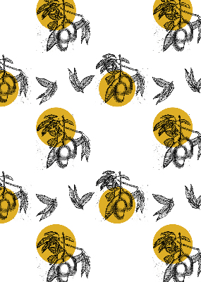 Rolgordijn voor het raam Fruit en gele cirkels