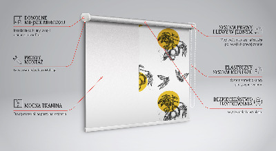 Rolgordijn voor het raam Fruit en gele cirkels